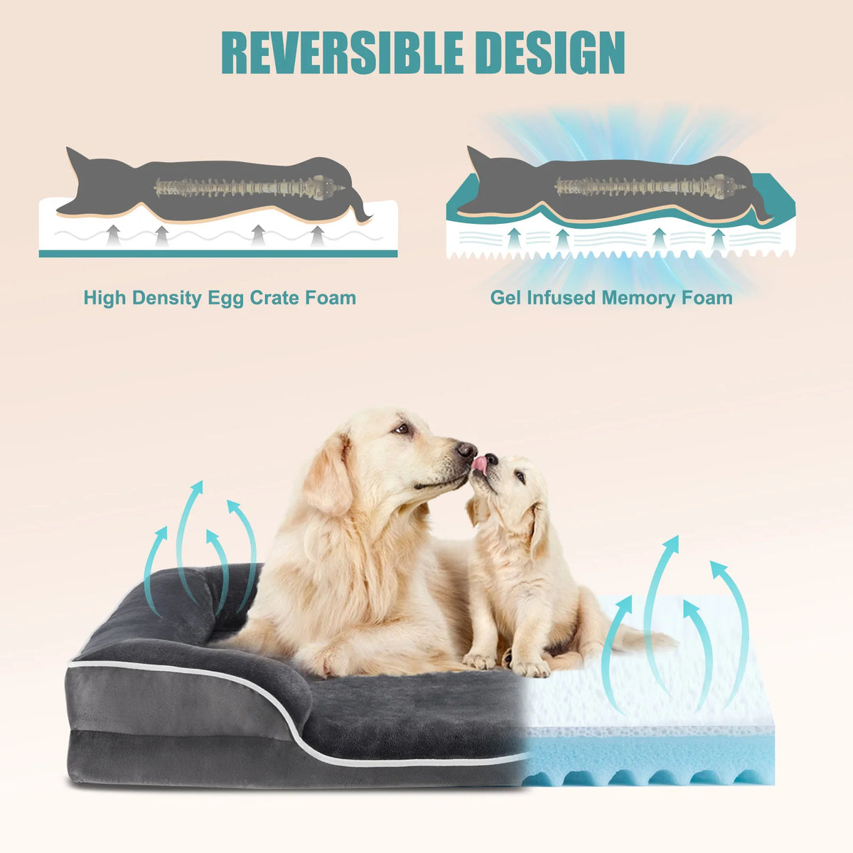42x32 Inch XL Memory Foam Dog Bed with Washable Cover