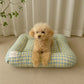 Soft Plaid Dog Bed Pad with Warm Breathable Cushion