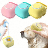 Silicone Pet Bath Brush with Shampoo Dispenser for Dogs & Cats
