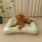 Soft Plaid Dog Bed Pad with Warm Breathable Cushion