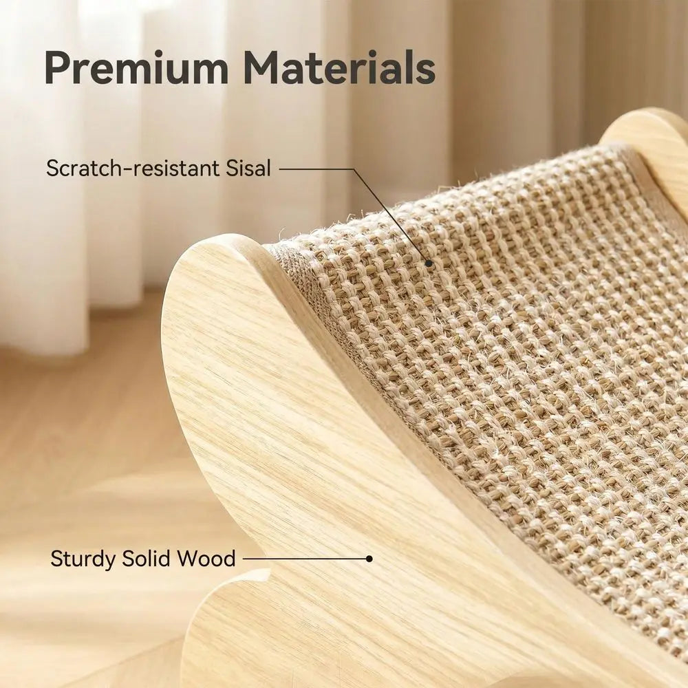 2-in-1 Solid Wood Cat Scratcher Bed with Full Sisal Surface