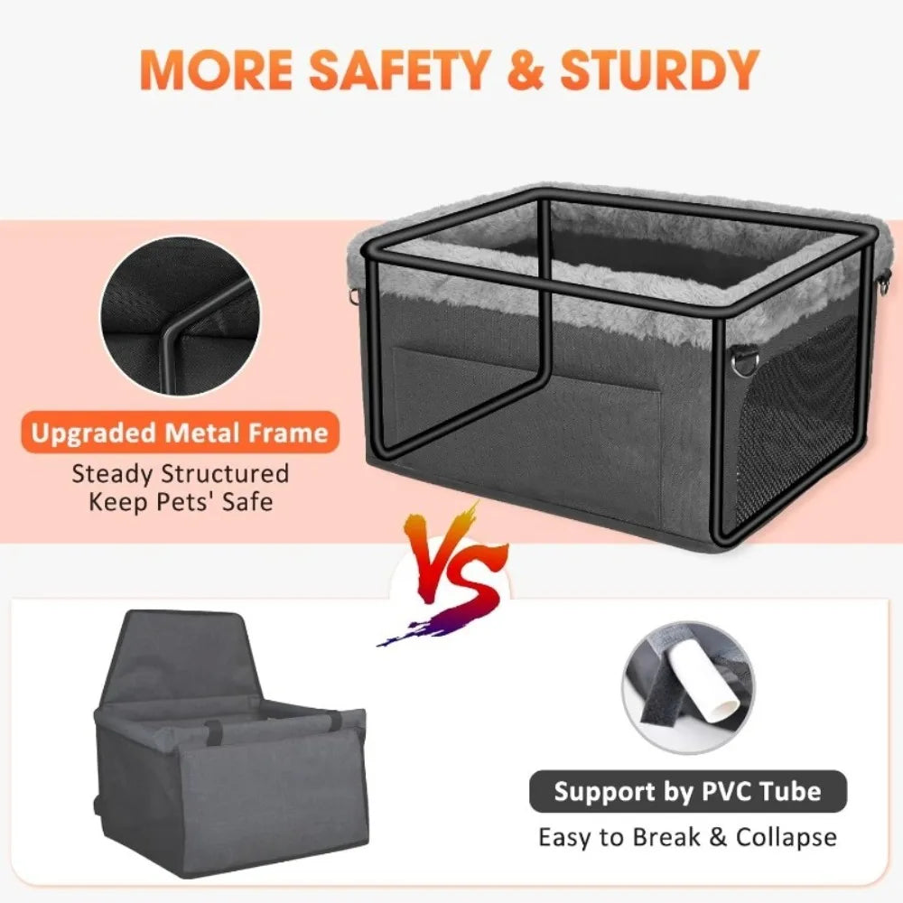 Height-Boosting Small Dog Car Seat with Washable Detachable Bed