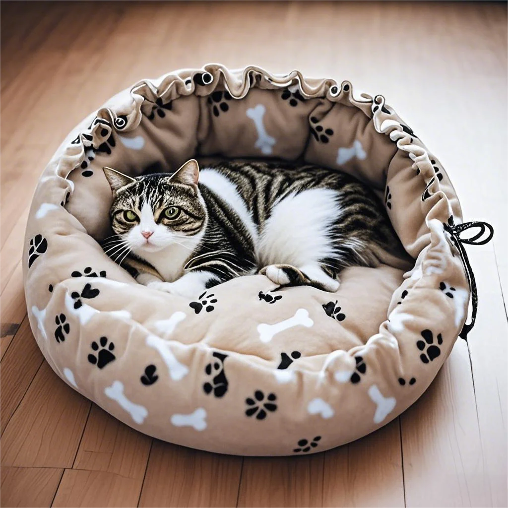 Adjustable Drawstring Soft Warm Pet Nest Bed for Cats