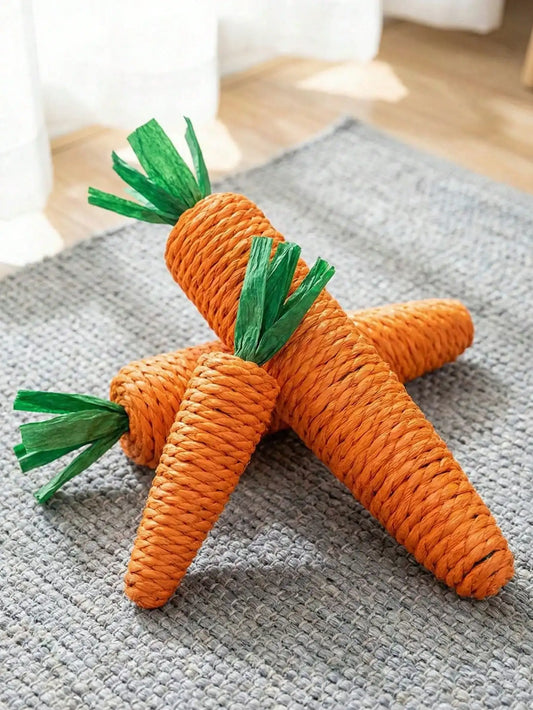 Carrot Sisal Cat Toy with Sound for Scratching and Chewing
