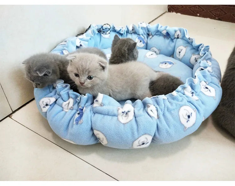 Adjustable Drawstring Soft Warm Pet Nest Bed for Cats