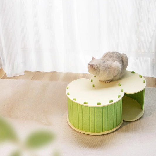 S-Shaped Double-Layer Felt Cat Tunnel with Cozy Donut Nest
