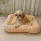 Soft Plaid Dog Bed Pad with Warm Breathable Cushion