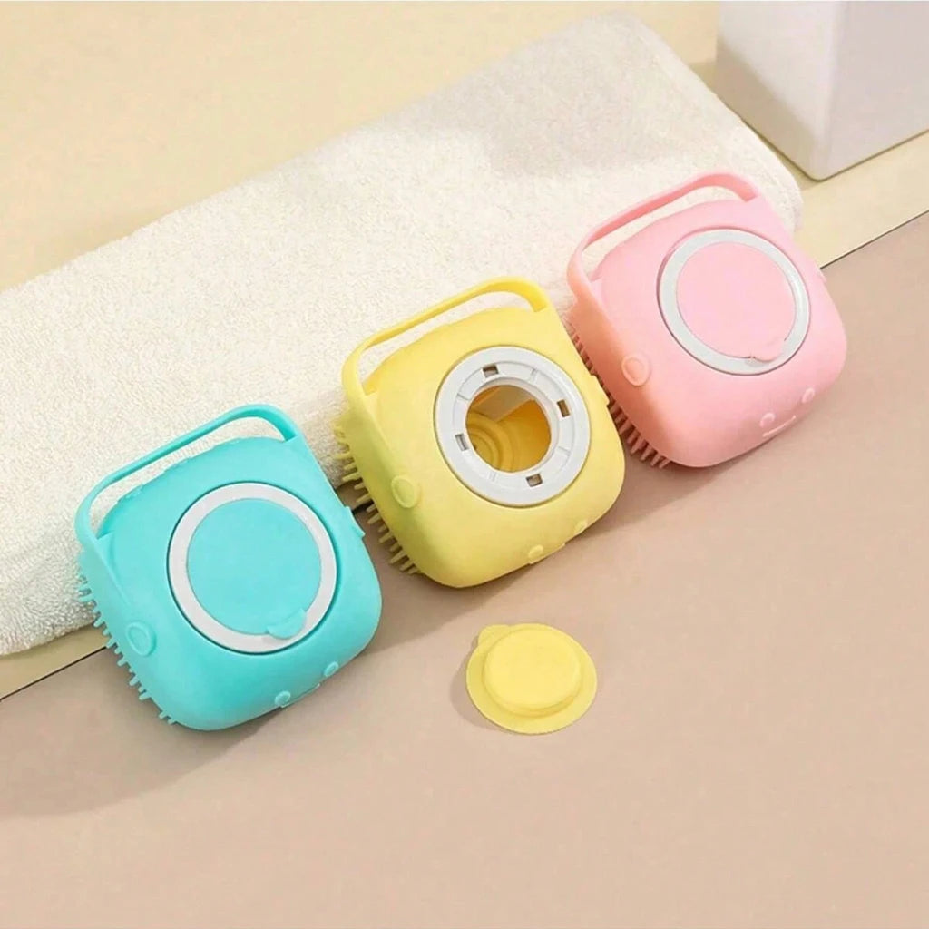 Silicone Pet Bath Brush with Shampoo Dispenser for Dogs & Cats