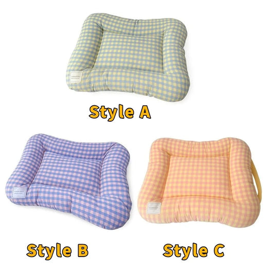 Soft Plaid Dog Bed Pad with Warm Breathable Cushion