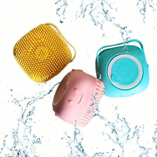 Silicone Pet Bath Brush with Shampoo Dispenser for Dogs & Cats