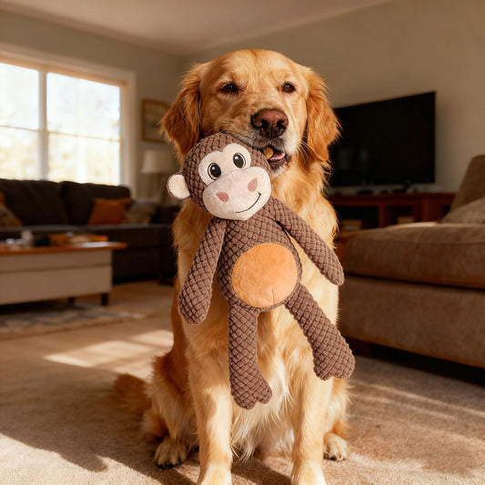 Durable Monkey Squeaky Plush Dog Toy for Aggressive Chewers