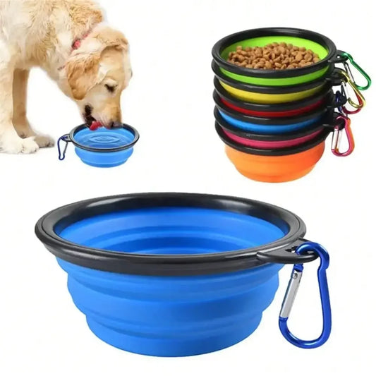 2-in-1 Folding Silicone Pet Feeder Bowl for Travel