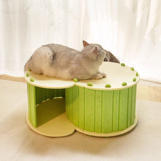 S-Shaped Double-Layer Felt Cat Tunnel with Cozy Donut Nest