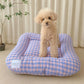 Soft Plaid Dog Bed Pad with Warm Breathable Cushion
