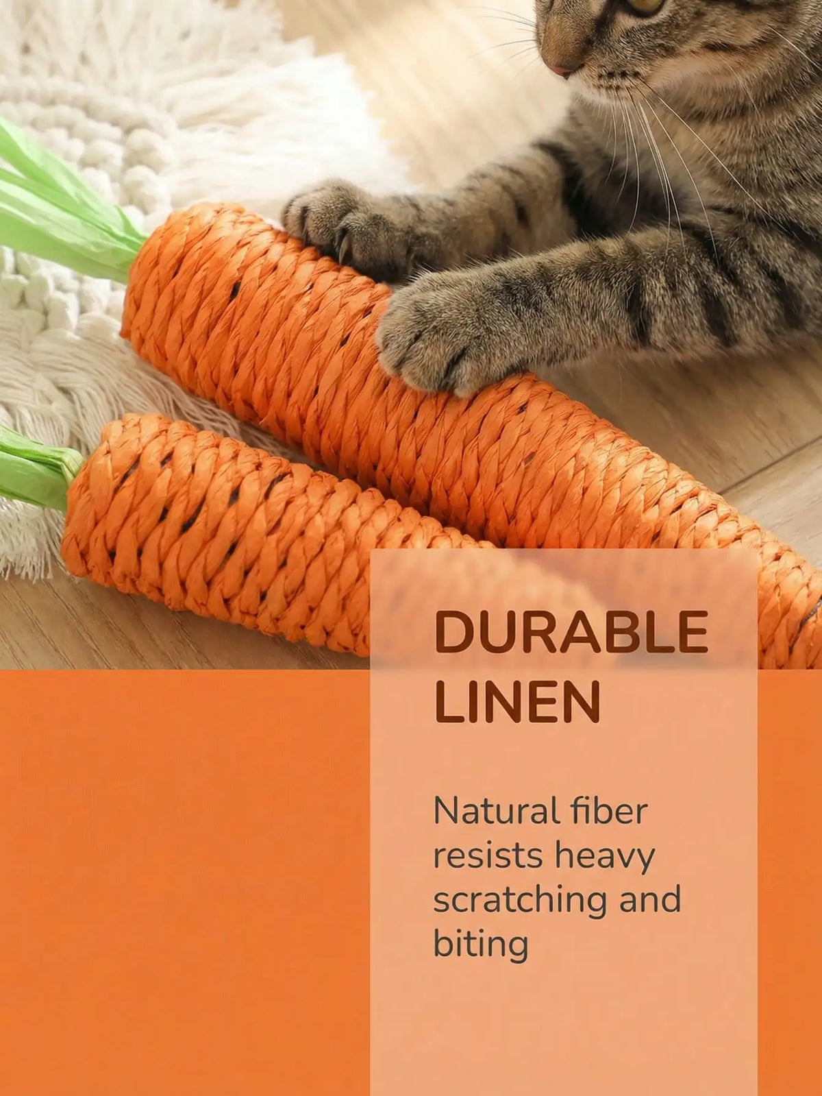 Carrot Sisal Cat Toy with Sound for Scratching and Chewing