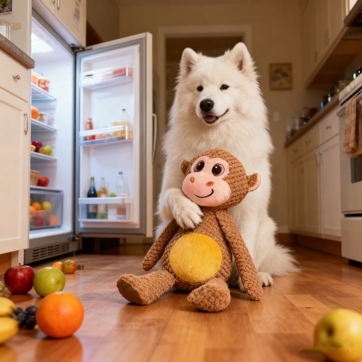 Durable Monkey Squeaky Plush Dog Toy for Aggressive Chewers