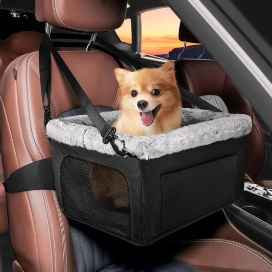 Height-Boosting Small Dog Car Seat with Washable Detachable Bed