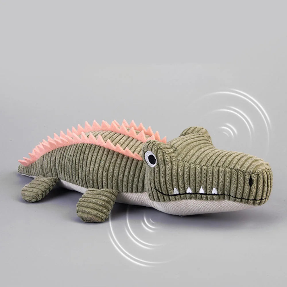 Realistic Crocodile Plush Dog Toy with Squeaky Chew Design