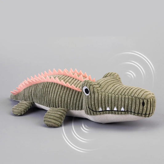 Realistic Crocodile Plush Dog Toy with Squeaky Chew Design