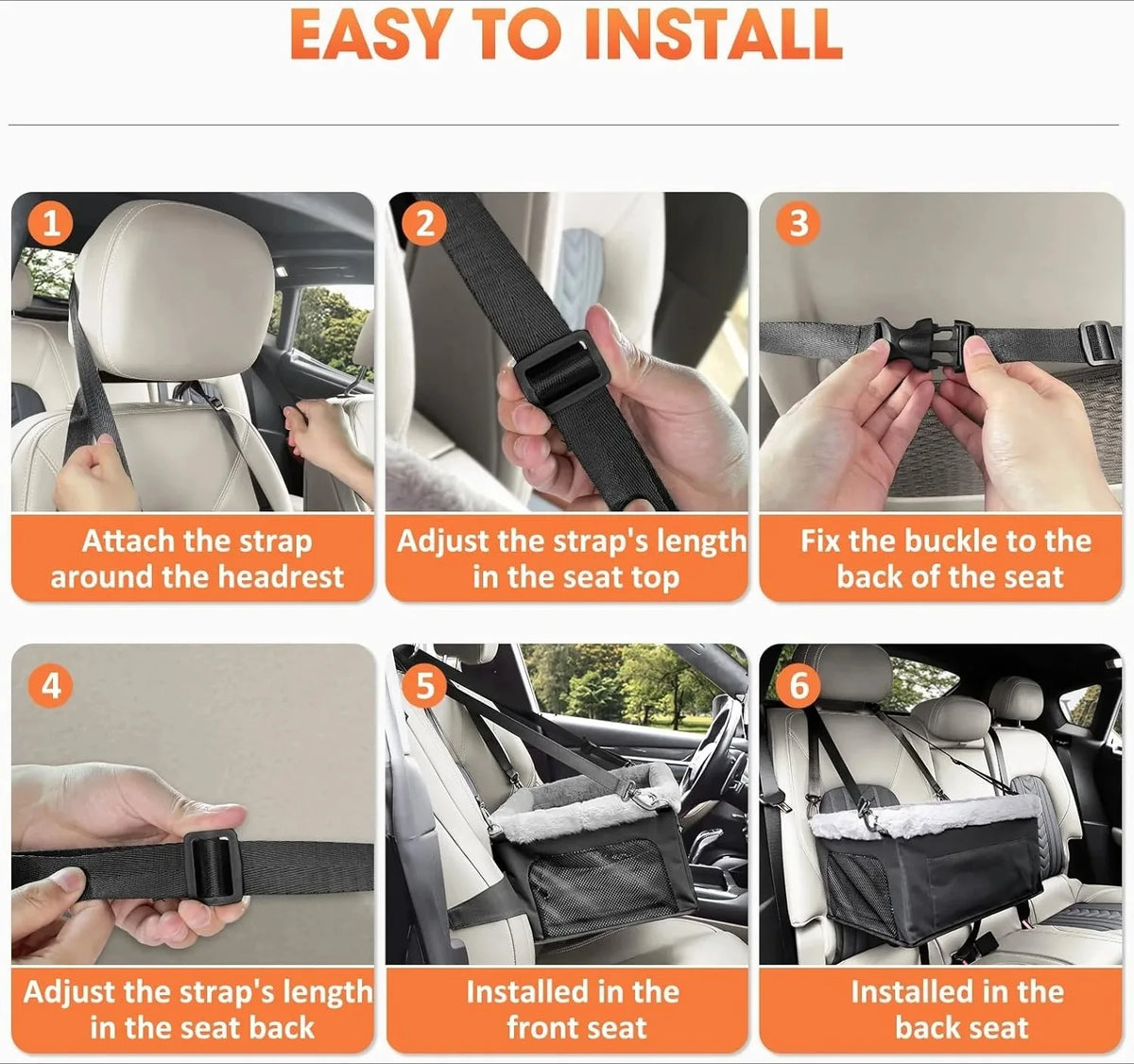 Height-Boosting Small Dog Car Seat with Washable Detachable Bed