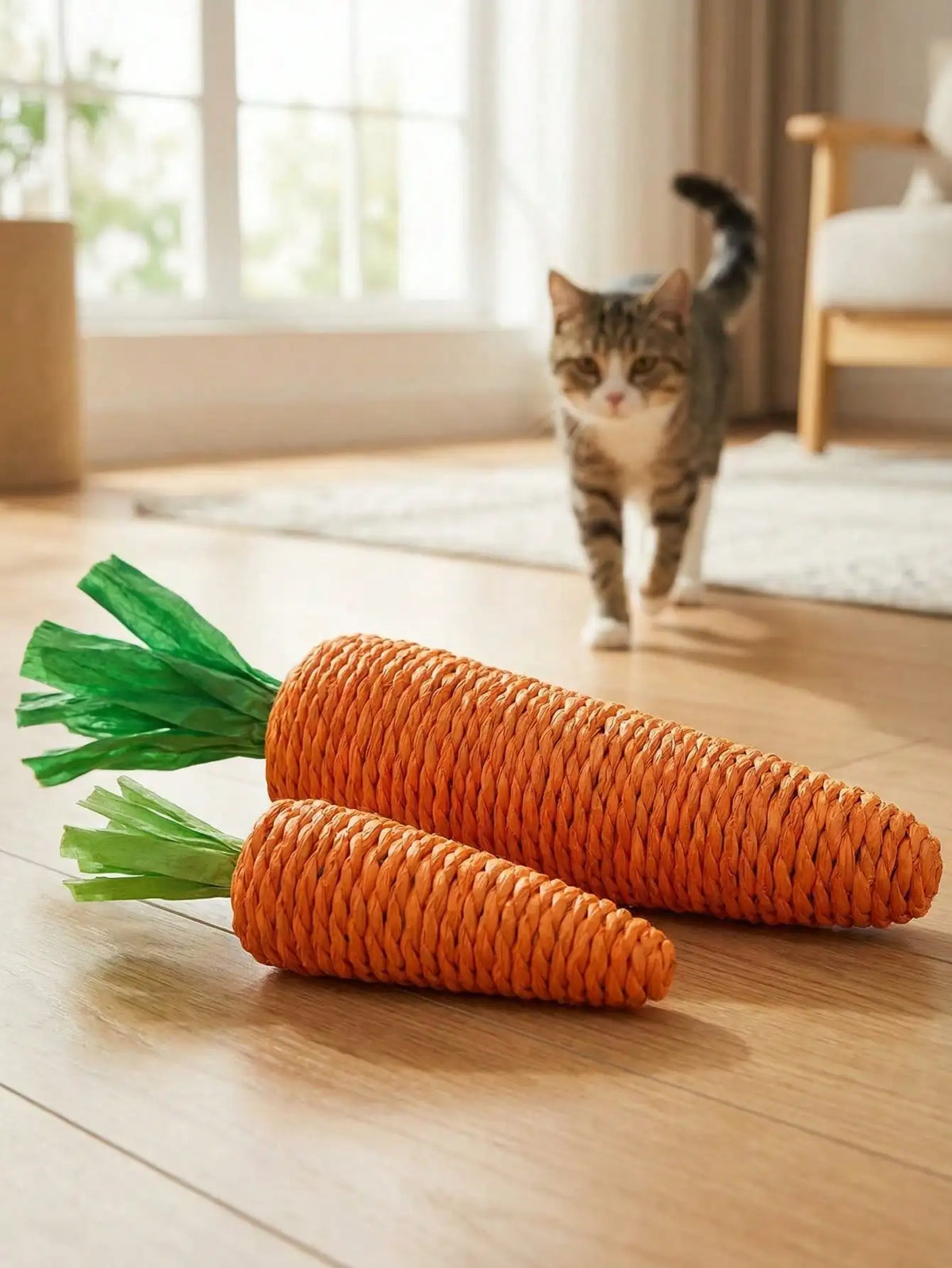 Carrot Sisal Cat Toy with Sound for Scratching and Chewing
